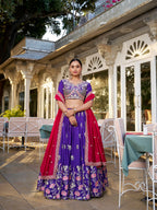 Vichitra Silk Thread Embroidery Work  Lehenha choli