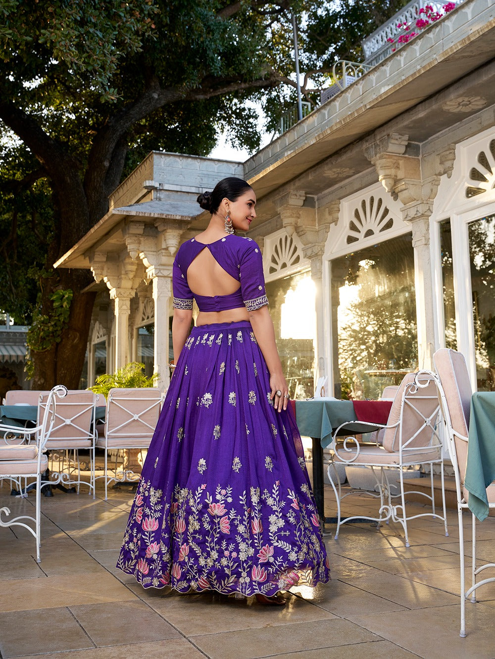 Vichitra Silk Thread Embroidery Work  Lehenha choli