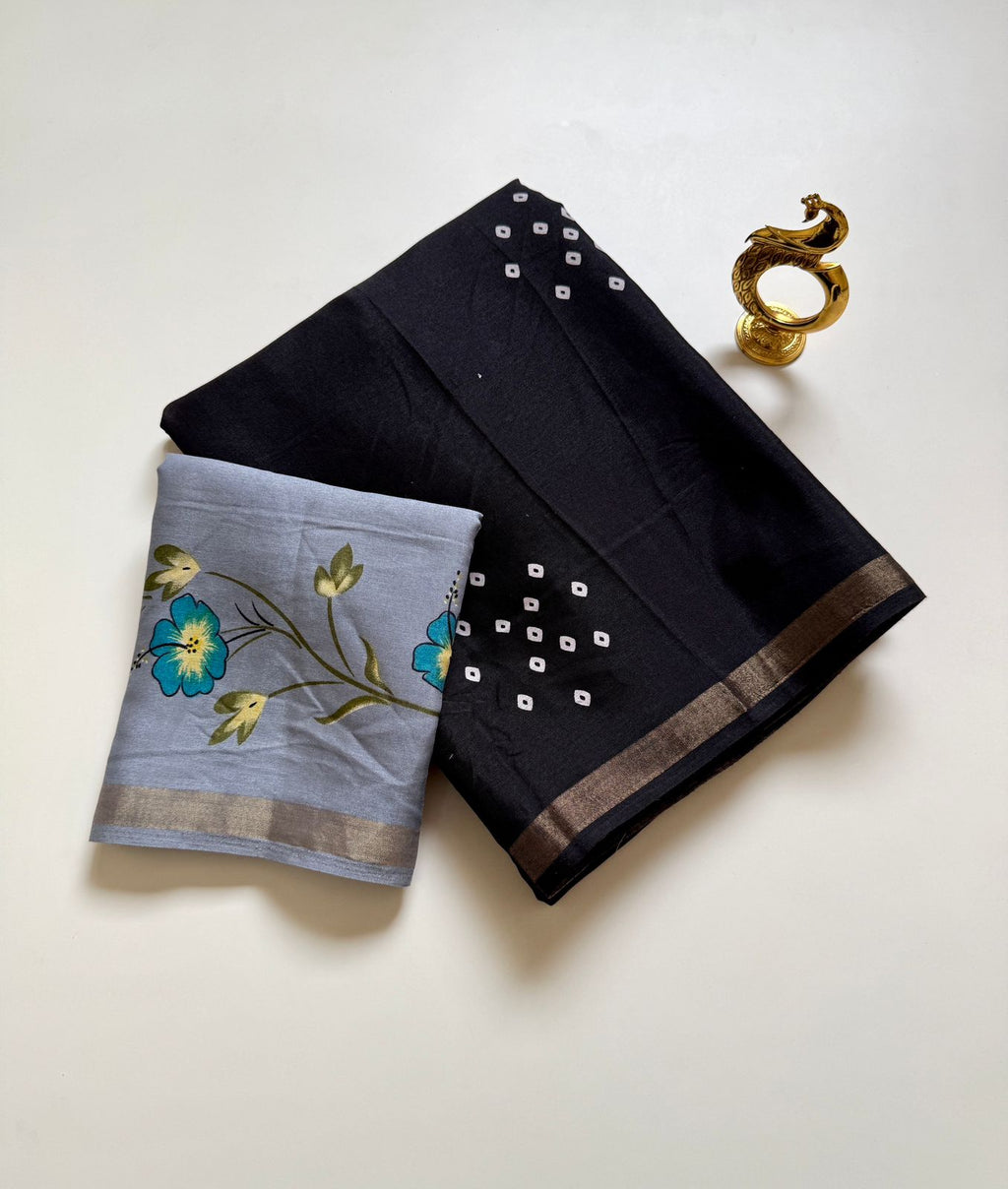 Mul cotton saree with degine in pallu print