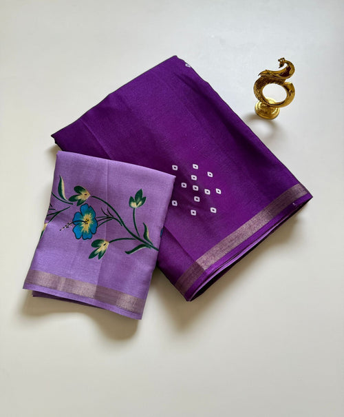 Mul cotton saree with degine in pallu print