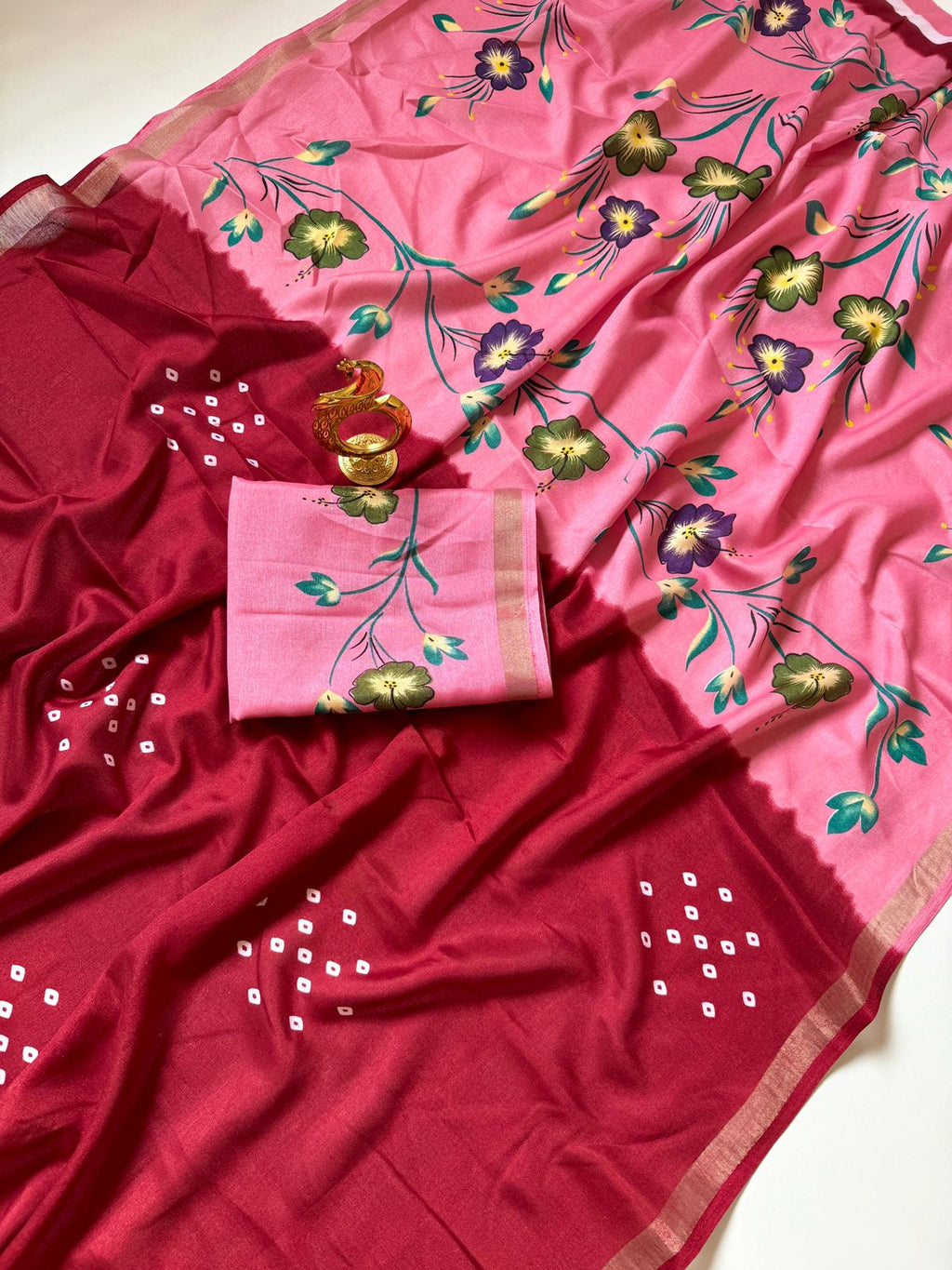 Mul cotton saree with degine in pallu print