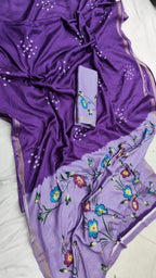 Mul cotton saree with degine in pallu print