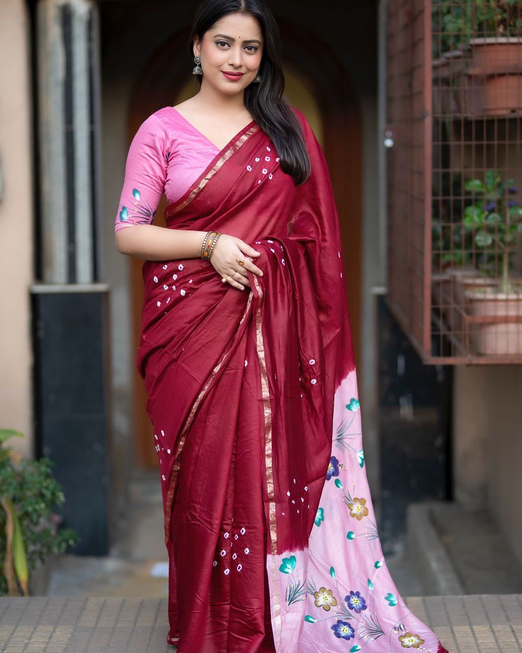 Mul cotton saree with degine in pallu print