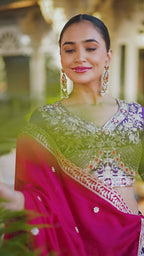 Vichitra Silk Thread Embroidery Work  Lehenha choli